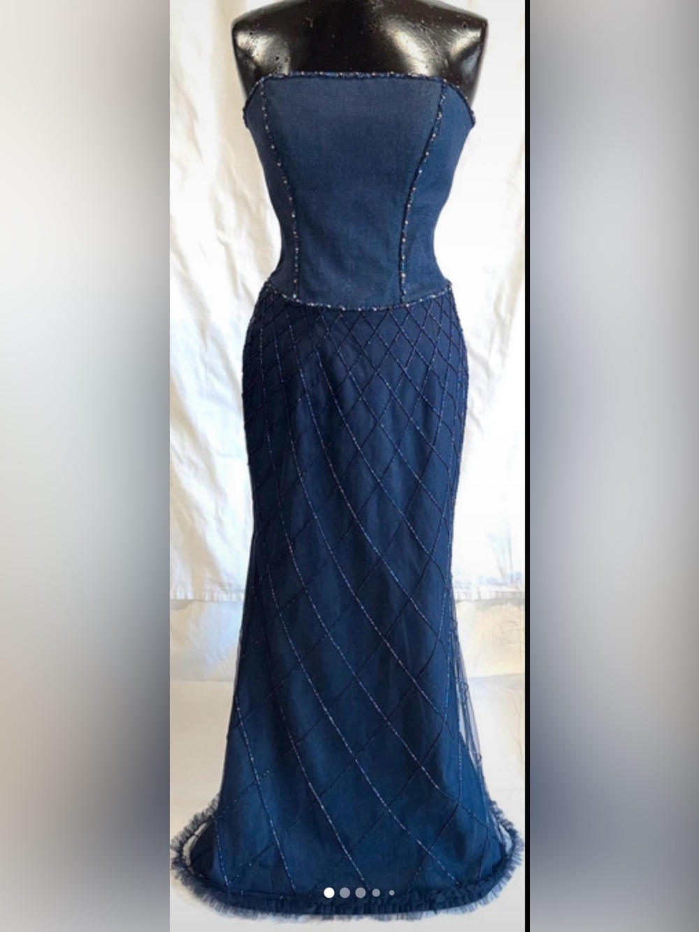 Tiffany Designs Vintage sz 12 Beaded Strapless Top & Maxi Skirt nwt
